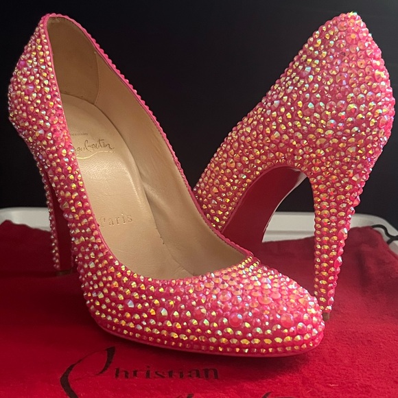 Christian Louboutin Shoes - Christian Louboutin Barbie Pink Swarovski Crystal Rhinestone Heels Size 36.5
